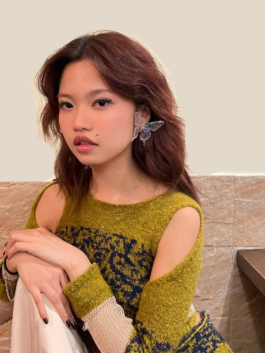 Enchanted Butterfly Iridescent Statement Earrings