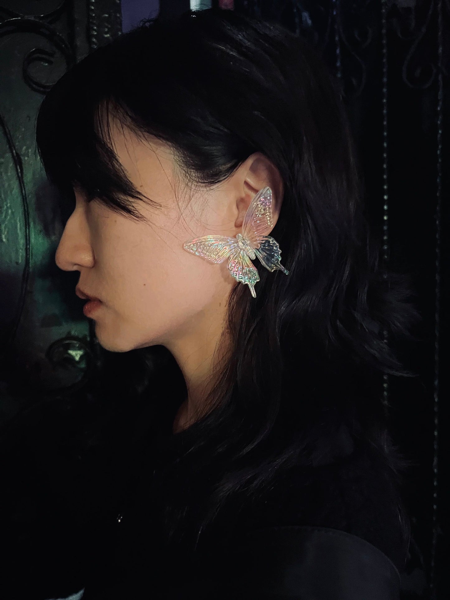 Enchanted Butterfly Iridescent Statement Earrings